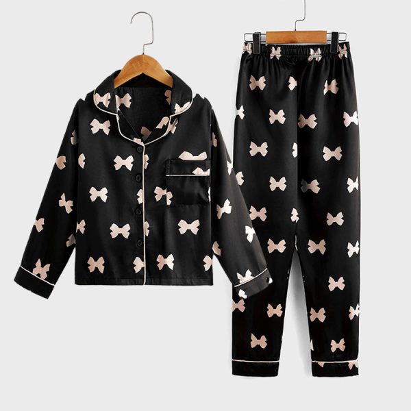 Children's Pajamas Set Two piece Autumn Silk Cute Cartoon Long Sleeve Girls' Home Wear - Image 6