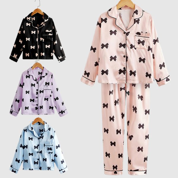 Children's Pajamas Set Two piece Autumn Silk Cute Cartoon Long Sleeve Girls' Home Wear