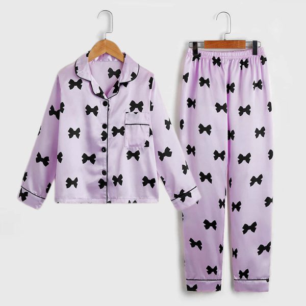 Children's Pajamas Set Two piece Autumn Silk Cute Cartoon Long Sleeve Girls' Home Wear - Image 7