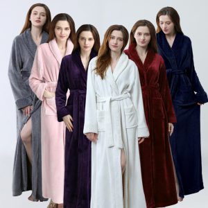 The Same Pajamas Winter Pajamas Thickened And Lengthened Bathrobe LOGO Flannel Bathrobe