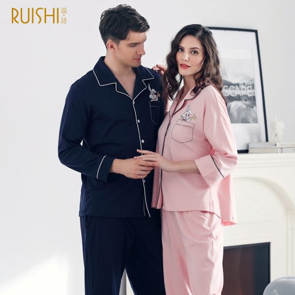 J&Q Arrival pajamas couple cotton pajama set men and women matching pajamas night suit mall high quality top brand sleepwear - Image 3