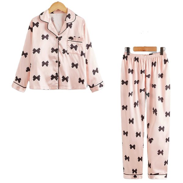 Children's Pajamas Set Two piece Autumn Silk Cute Cartoon Long Sleeve Girls' Home Wear - Image 3