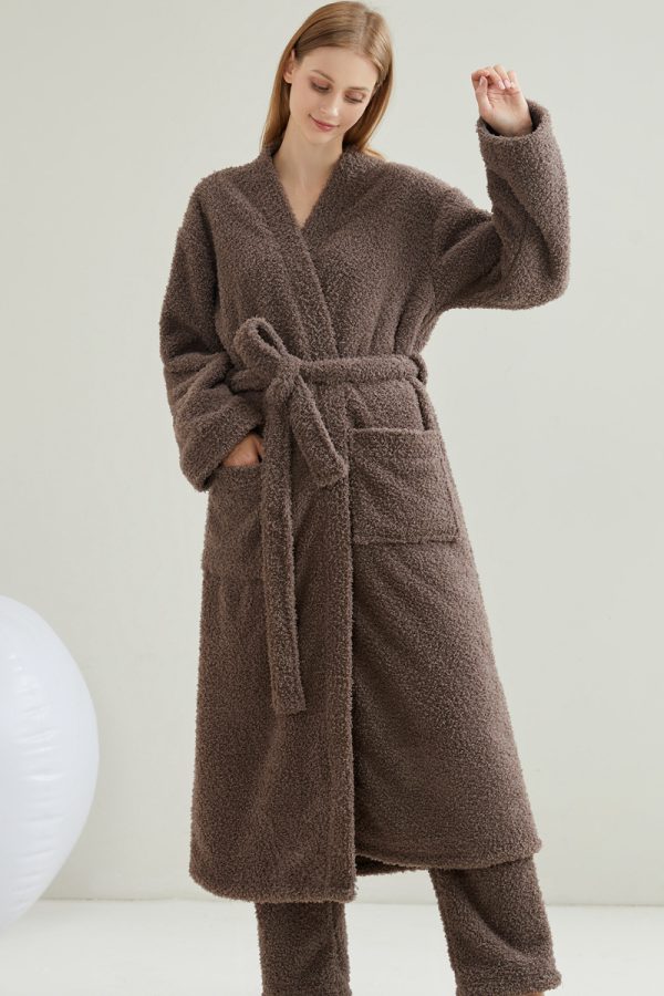 Couple pajamas flannel casual European and American loose bathrobe nightgown - Image 9