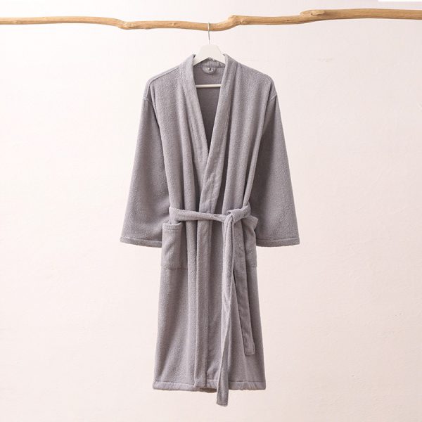 Pure cotton collar bathrobe bathrobe home clothing pajamas couple's water absorption and warmth - Image 6