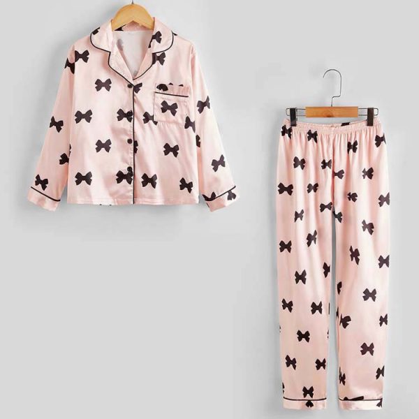 Children's Pajamas Set Two piece Autumn Silk Cute Cartoon Long Sleeve Girls' Home Wear - Image 8